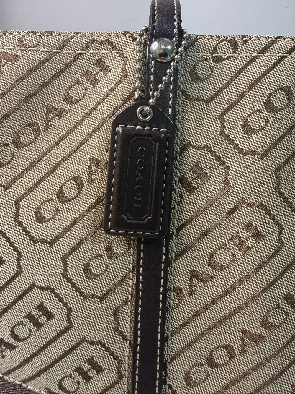 Coach Lozenge Beige and Brown Tote Bag